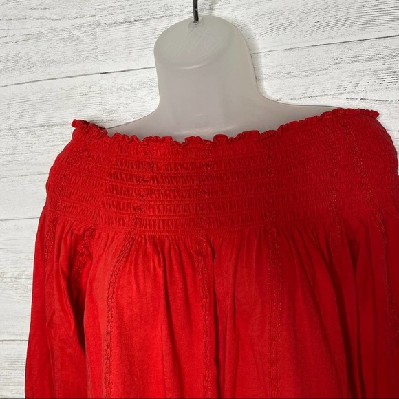 Ralph Lauren Off Shoulder Blouse Women Peasant Long Sleeve Embroidered Medium - Picture 5 of 10